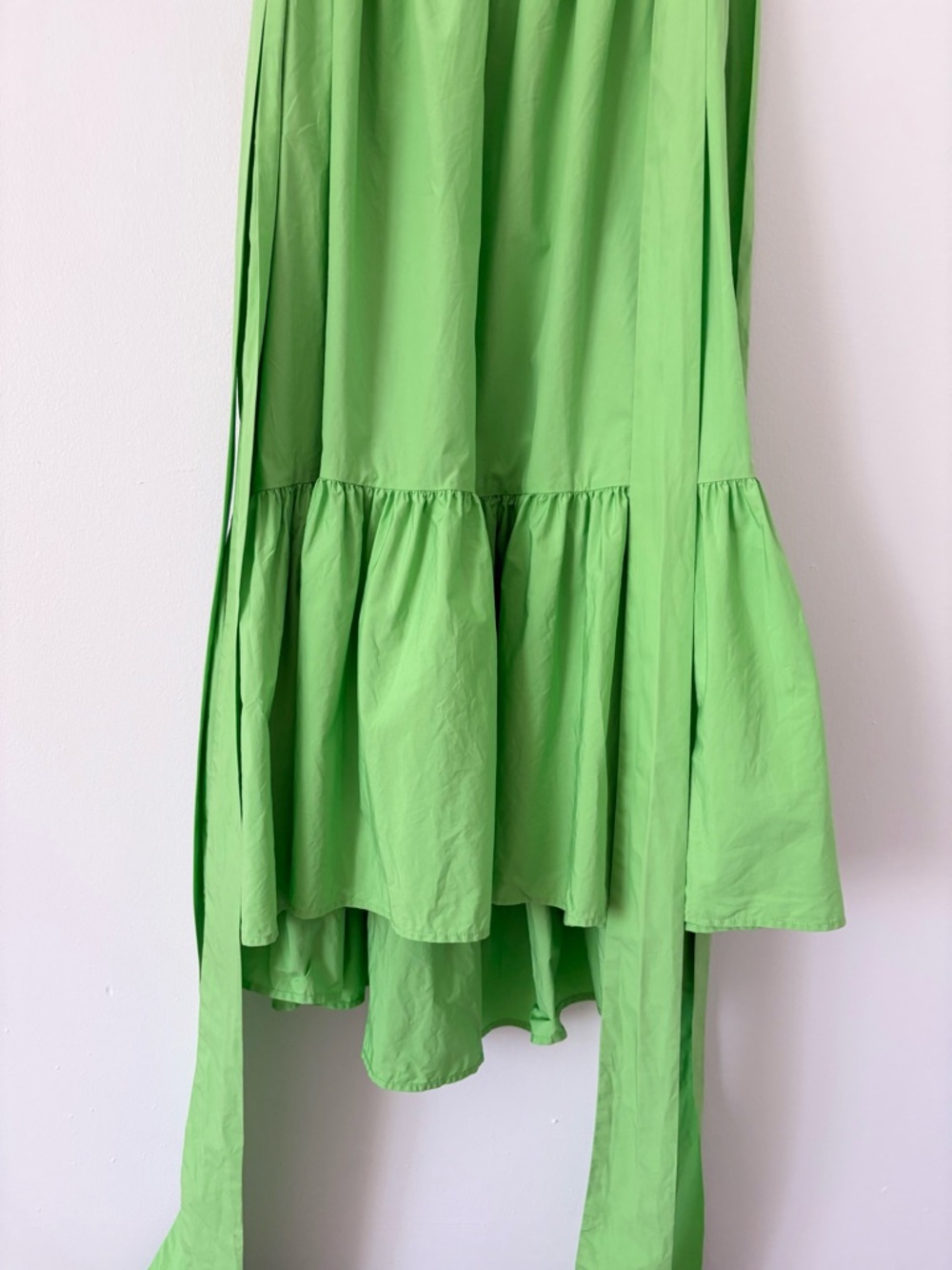 Christopher John Rogers Green Tiered Tie Shoulder High Low Babydoll Dress Small - Picture 10 of 16